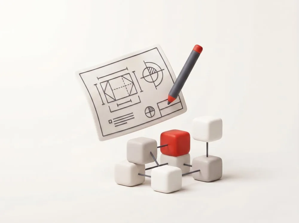 Plan et modules 3D assemblés pour concevoir la solution