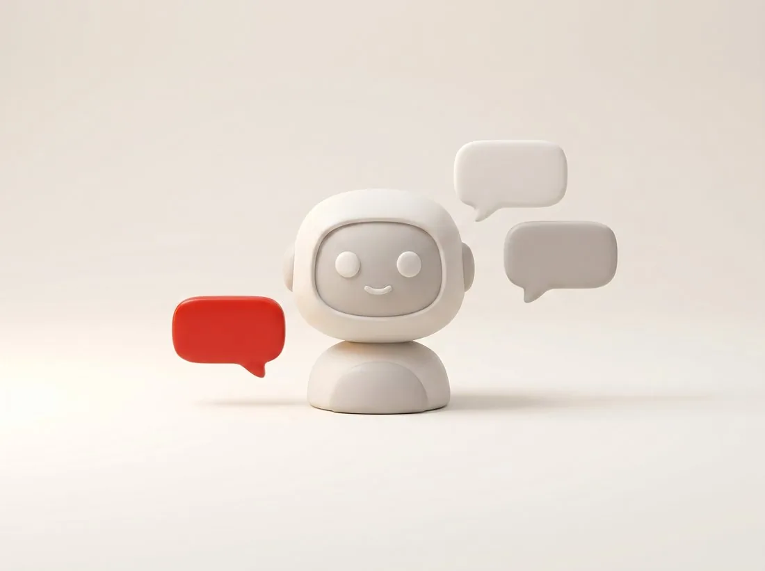 Illustration 3D : agent IA conversationnel pour PME