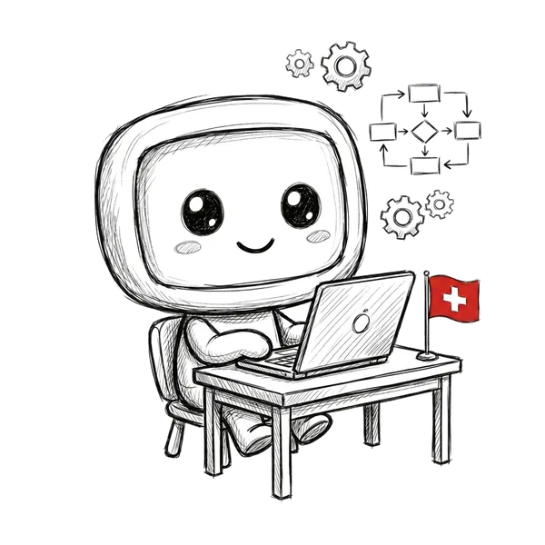 Mascotte NexaLab automatisant des tâches sur un ordinateur portable