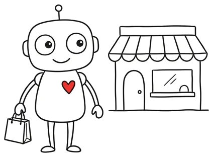 Illustration au trait d'un commerce local