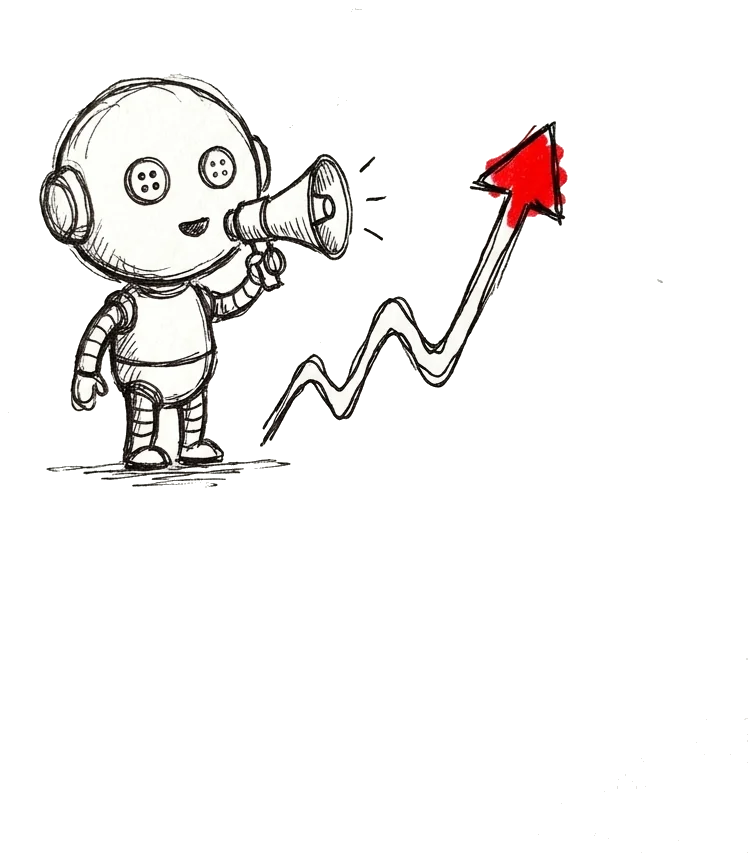 Illustration au trait — agence de marketing digital à l'ère de l'IA