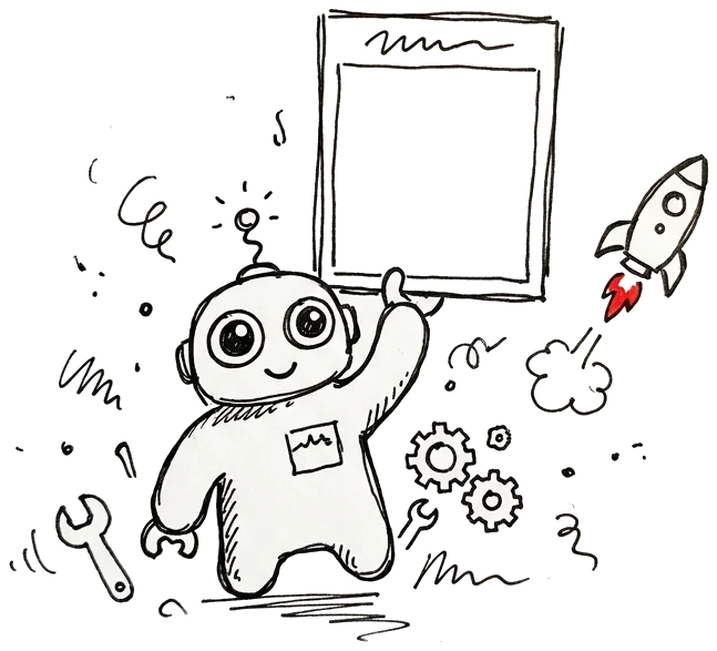 Illustration au trait — un site web relié à son système d'automatisation et de mesure